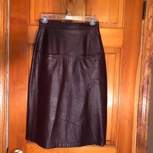 Genuine Leather Midi A-Line Skirt